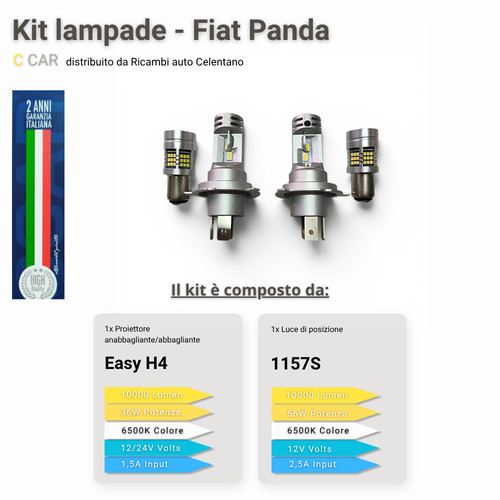 Kit led fiat - panda, h4+1157s